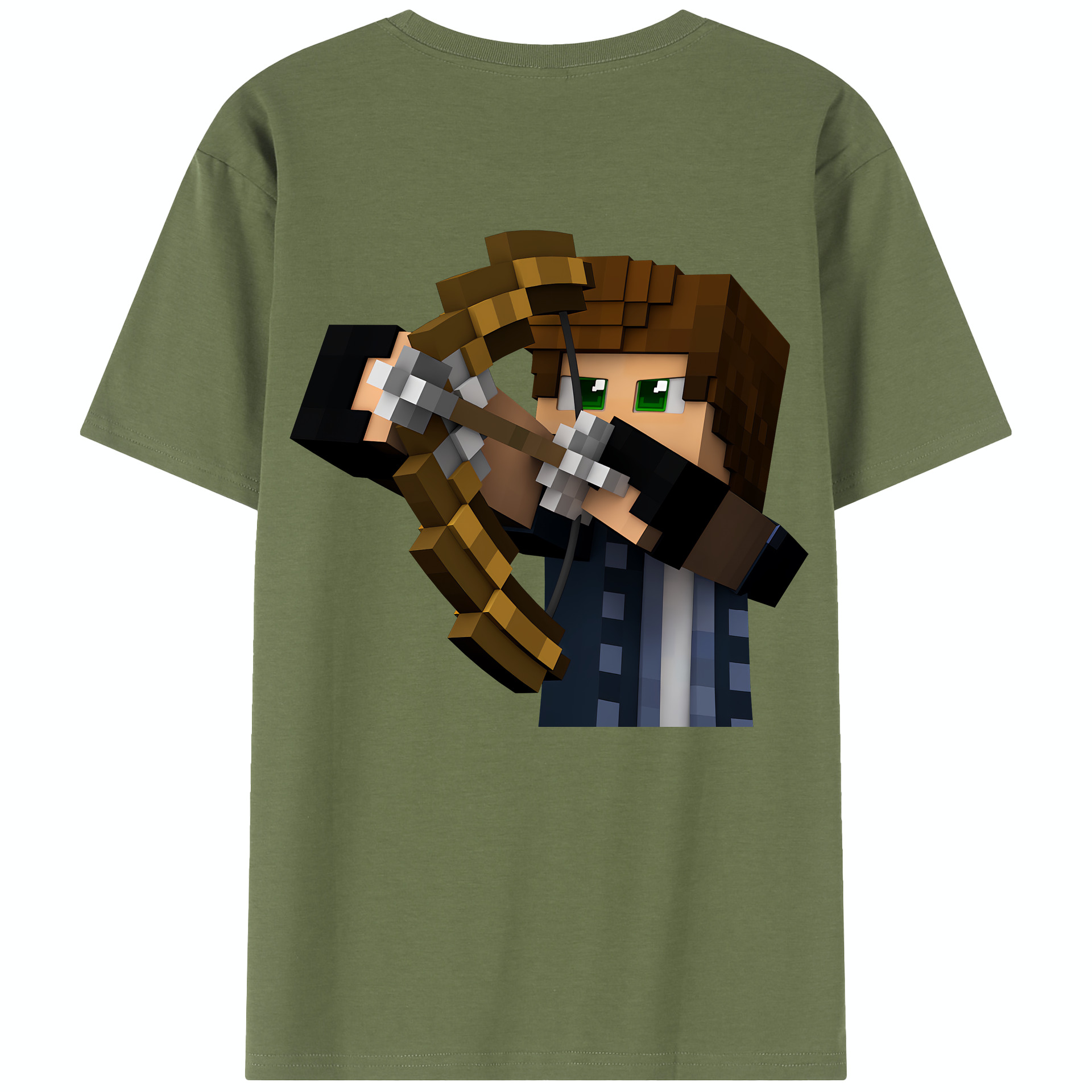 （画像用） マインクラフト ブロックの世界 Minecraft MC Block world 綿100％半袖Tシャツ（背面プリント）